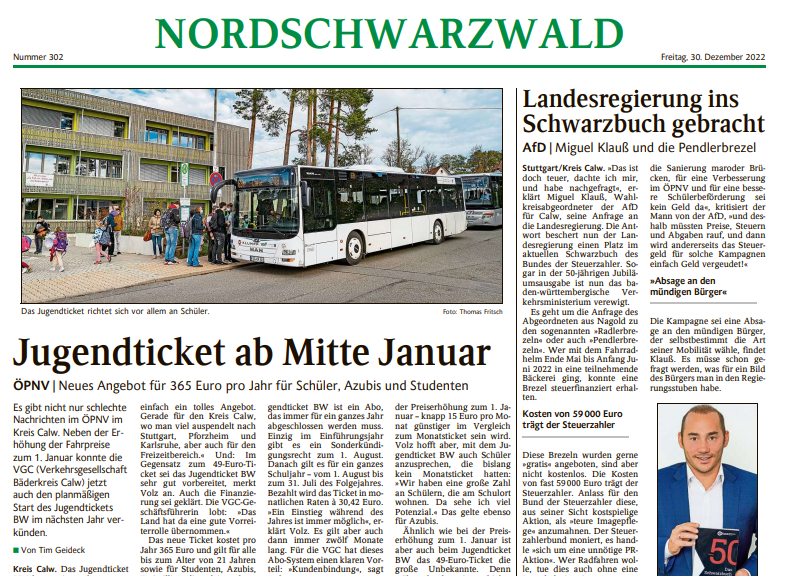 You are currently viewing Landesregierung ins Schwarzbuch gebracht (Schwarzwälder Bote 30.12.2022)